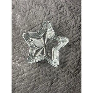 Libbey Clear Glass Star Shaped Candy Jewelry Nut Soap Trinket Dish 6” Decor VTG